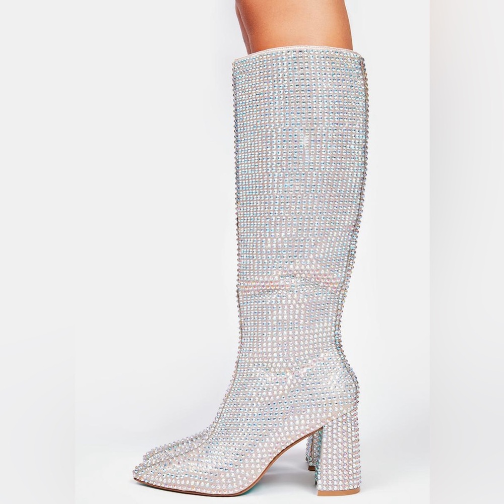 Betsey Johnson BRAND NEW knee high rhinestone boots SZ8